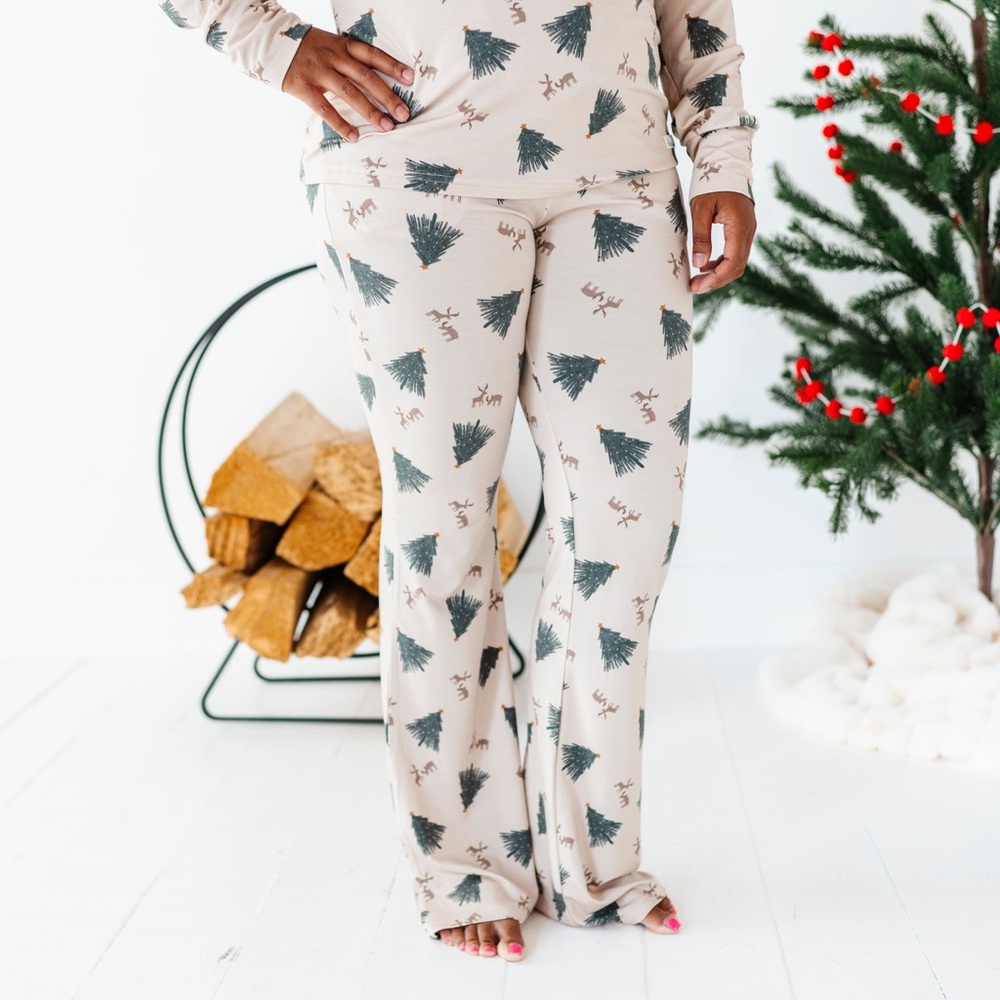 Festive Tree Print bamboo Pajama Set for his and hers